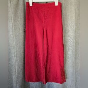 Mango Red Cropped Wide Leg Elastic Waist Pants Size L MNG